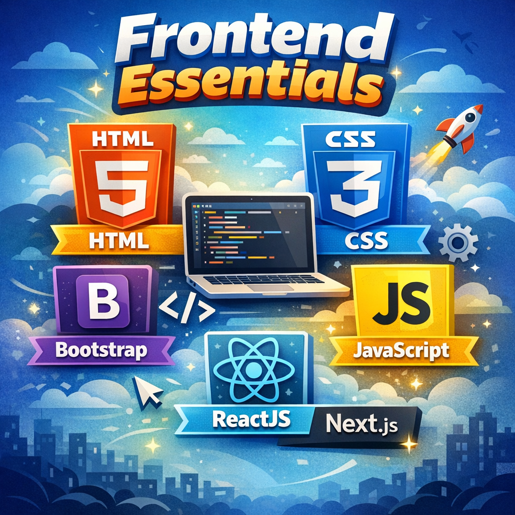Frontend Essentials: HTML, CSS, Bootstrap, JavaScript, ReactJS & Next.js