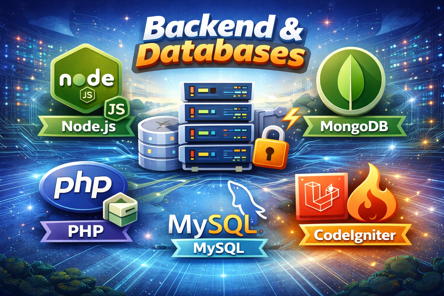 Backend & Databases: Node.js, MongoDB, PHP, MySQL, Laravel, CodeIgniter